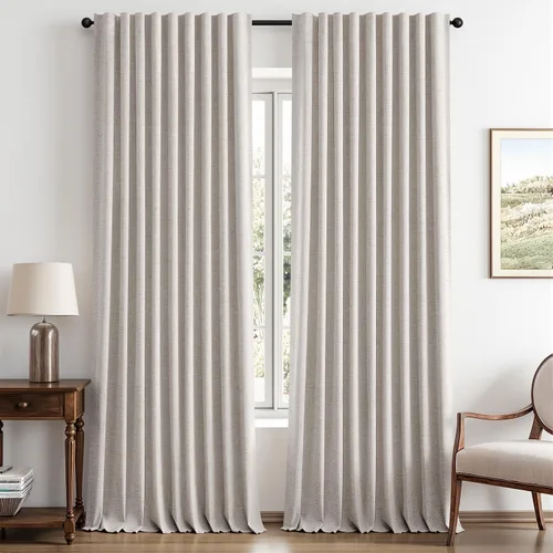 Vista 98 de MIULEE - Cortinas de lino 100% opacas de 42 x 72 pulgadas, color blanco Blanco grisáceo