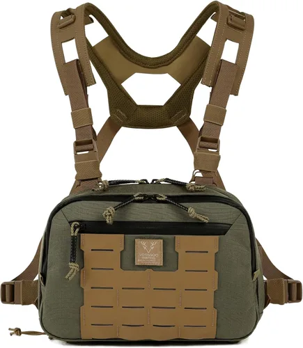 Vista 8 de VOTAGOO GEAR Bolso táctico del aparejo del pecho, aparejo del pecho de Hypalon Molle de la utilidad 3L con el bolso del pecho del bolsillo 500D Negro