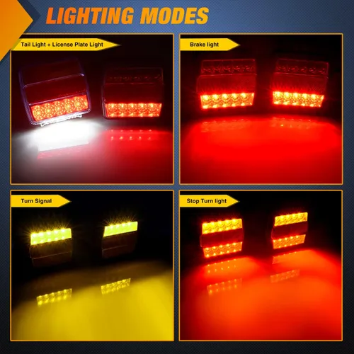 Vista 3 de Nilight Kit de Luces LED Magnéticas para Remolque con Cable de 24 Pies con Enchufe de 7 Pines, Luces Traseras de Parada, Señal de Giro Ámbar, Luces