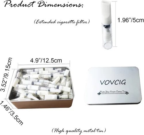 Vista 5 de VOVCIG Filtros de cigarrillos, filtros desechables actualizados y alargados, los filtros de tabaco de cristal nano-mineral de doble propósito son