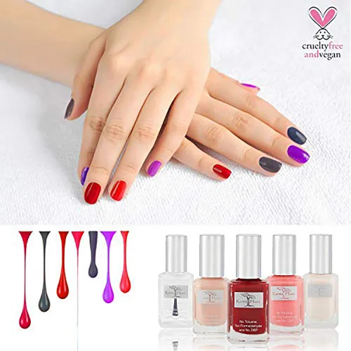 Vista 3 de Paquete especial de esmalte de uñas, juego de base de esmalte de uñas brillante y brillante, arte de uñas no tóxico, pintura de uñas vegana y libre