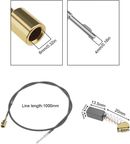 Vista 4 de Herramienta de molienda giratoria, herramienta de molienda eléctrica, alambres de resorte axial, accesorios de cepillo de carbono compatibles