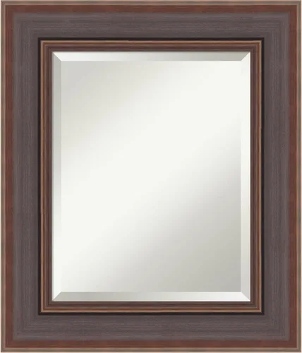 Vista 61 de Amanti Art Espejo de baño marrón para sobre lavabo, espejo rectangular de 24x20 Caleb Brown para tocador, marco rústico pequeño de estilo campestre