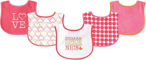 Vista 21 de Luvable Friends Baby Cotton Terry Drooler Bibs with PEVA Back, Transportation, One