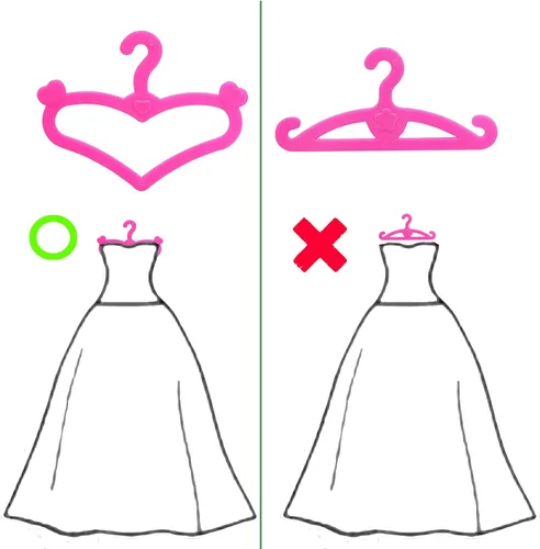 Vista 5 de 62 perchas de plástico rosa para muñecas de 11.5 pulgadas, accesorios para ropa, vestido, vestido