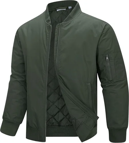 Vista 10 de 33,000ft Chaqueta bomber para hombre, impermeable, con cremallera, acolchada, ligera, cálida, casual, primavera, otoño e invierno Negro