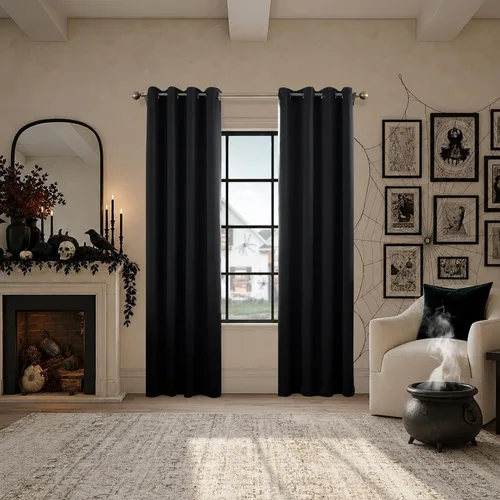 Vista 50 de Sun Zero Nordic - Juego de 2 paneles de cortinas con ojales de grado teatral extremo 100% opacas, 104" x 96" (2* 52" x 96"), cortinas opacas blanco
