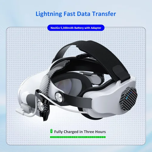 Vista 4 de NexiGo Adaptador tipo C para Oculus Quest 2, puertos de entrada duales, sin latencia para transferencia de datos, compatible con auriculares VR, PC