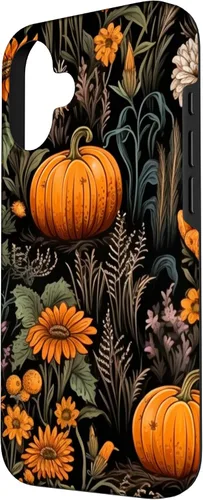 Vista 2 de iPhone 16 Autumn Flower Fall Halloween Spooky Pumpkin Floral Themed Case