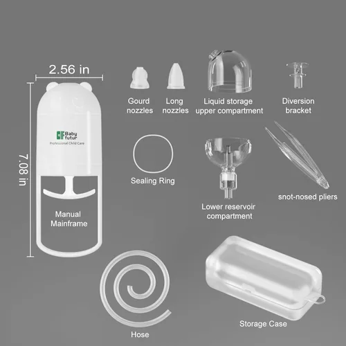 Vista 8 de Aspirador nasal para bebés para recién nacidos y niños pequeños – Succionador de nariz manual, puntas de silicona suave sin BPA, diseño