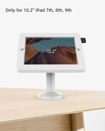 Vista 6 de Soporte para tablet para escritorio, compatible con iPad de 10.2 pulgadas Gen 7 8 9, soporte de tableta con bloqueo de llave de metal