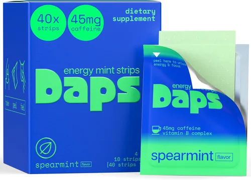 Vista 9 de Daps Mint Energy Strips - 45 mg de cafeína natural + vitaminas B, suplemento energético de acción rápida, funciona más rápido que el café, sobre