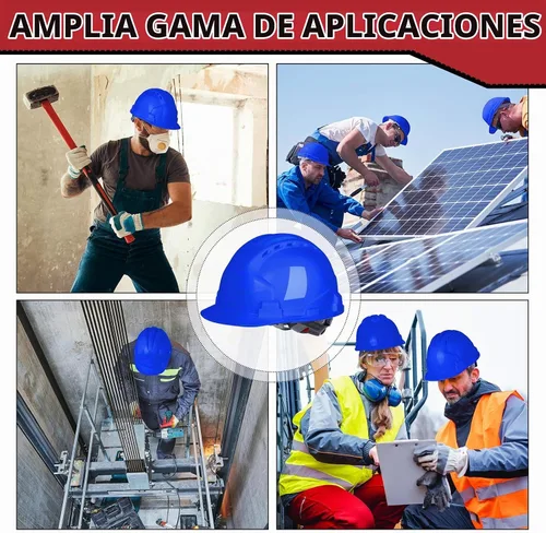 Vista 5 de Leumoi Paquete de 20 cascos de seguridad de suspensión de 4 puntos, cascos de seguridad de ABS con trinquete, cascos de construcción ajustables