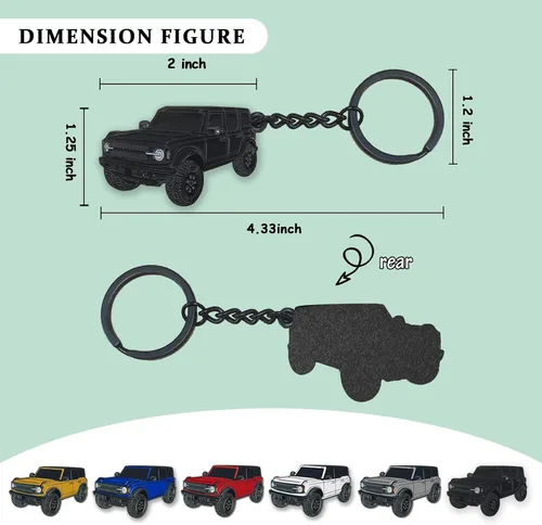 Vista 2 de Llavero de metal de 4 puertas para Ford Bronco Accesorios 2021 2022 2023