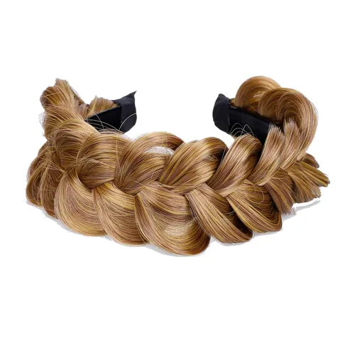 Vista 5 de Diadema trenzada de pelo sintético, aro de pelo clásico, grueso, ancho, trenzado, peluca de trenzas esponjosas, accesorio de belleza para mujeres