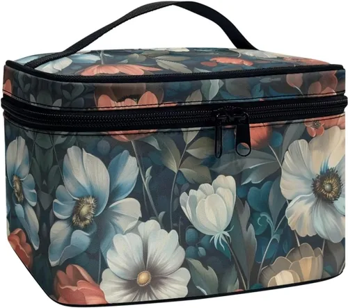Vista 22 de Flashideas Bolsa de maquillaje para cosméticos Almacenamiento vertical Bolsa de maquillaje de viaje de gran capacidad, Caballo Azteca 1