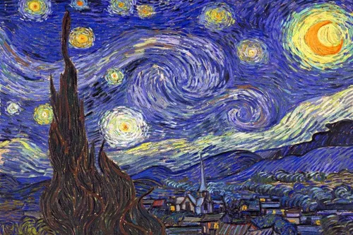 Vista 2 de Vincent Van Gogh Laminado La Noche Estrellada Van Gogh Arte de Pared Estilo de Pintura Impresionista Paisaje de Bosque Natural Cielo Nocturno Póster