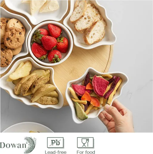 Vista 8 de DOWAN Bandeja y platos giratorios de 360°, cuencos divididos de 12 pulgadas para fiestas, decoración de cocina, platos extraíbles para papas fritas