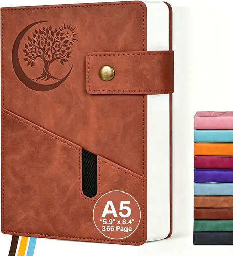 Vista 26 de PAIBAS Cuaderno de diario con líneas gruesas de 365 páginas para hombres y mujeres, diarios grandes de cuero A4 para escribir, cuadernos de tapa