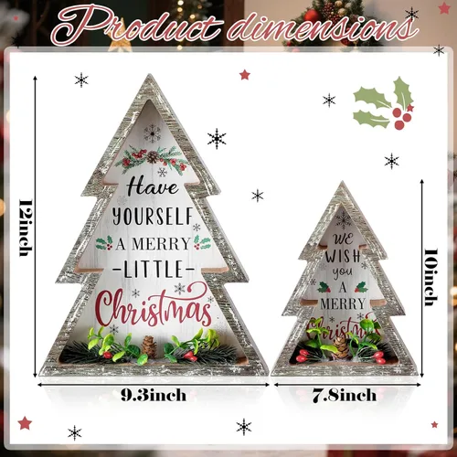 Vista 2 de Pinkunn 2 piezas de decoraciones de Navidad para el hogar, decoración de árbol de Navidad con piñas de madera rústica, centro de mesa de Navidad