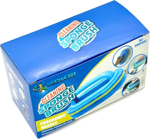 Vista 5 de KOKSI Cepillo de limpieza para baño, cocina, bañera, limpiador de inodoro, esponja de ducha multiusos, cepillo para fregar con mango ergonómico