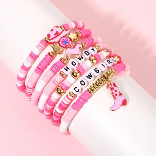 Vista 302 de Surfer Heishi - Pulseras apilables para mujer, apilables, de vinilo arcoíris, disco de arcilla, pulseras elásticas para la amistad, joyería bohemia