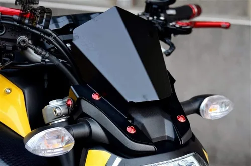 Vista 5 de Parabrisas de motocicleta FZ09 MT09 FZ-09 Parabrisas de motocicleta motocicleta parabrisas aluminio negro compatible con Yamaha MT-09 FZ 09 MT 09
