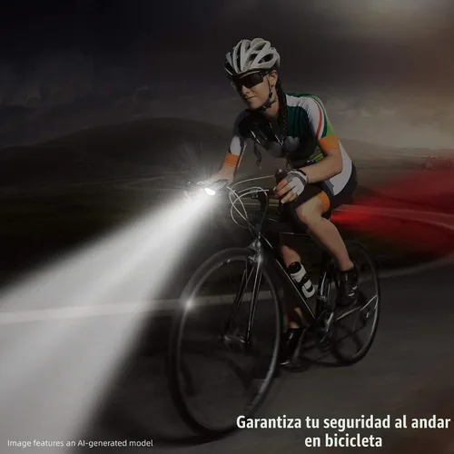 Vista 8 de Juego de luces de bicicleta con bocina 1400LM USB recargable faro de bicicleta y luz trasera y bocina impermeable 3 modos de iluminación se adapta a