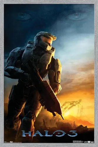 Vista 8 de Trends International Halo 3 - Póster de pared del Despertar, 14.725 x 22.375 pulgadas, versión con marco de madera tipo granero