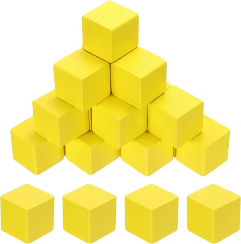 Vista 7 de uxcell 20 bloques de madera para manualidades, cubo de madera sin terminar de 1.2 pulgadas, bloque cuadrado de madera maciza en blanco para Verde