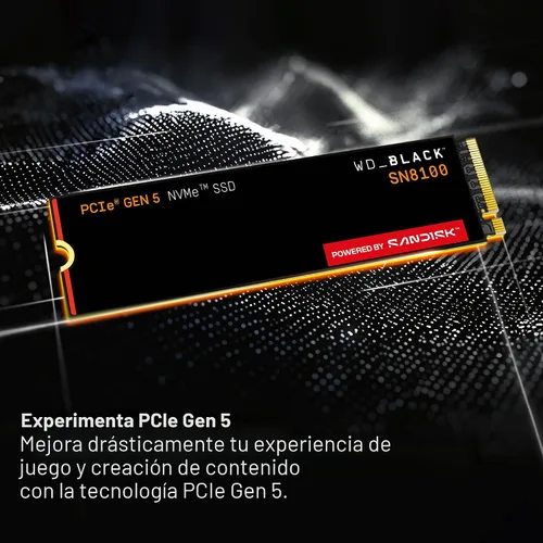 Vista 5 de WD_Black SN8100 SSD NVMe de 1 TB - PCIe 5.0x4, M.2 2280, velocidad de lectura de hasta 14,900 MB/s, velocidad de escritura de hasta 11,000 MB/s