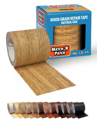 Vista 22 de Match 'N Patch Cinta de reparación realista, roble antiguo
