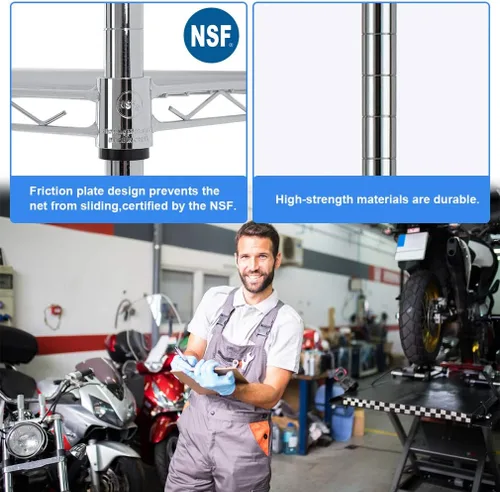 Vista 5 de BestMassage Estantería de alambre de 82 x 45 x 18 pulgadas, estantes de almacenamiento NSF, organizador de estantes de metal grande y resistente