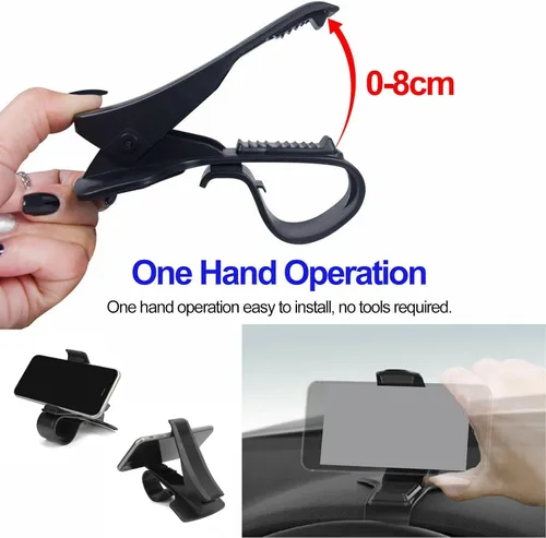 Vista 2 de Soporte de teléfono para salpicadero, soporte de teléfono para automóvil, antideslizante, clip universal para 3-6.5 pulgadas MP4 PDA