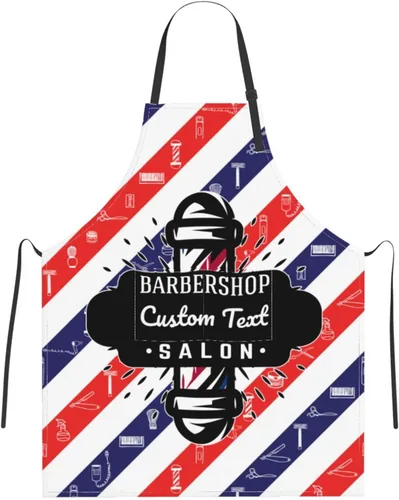 Vista 35 de Delantal de peluquería personalizado para hombres y mujeres, delantal de peluquería con texto personalizado con bolsillos, delantal ajustable