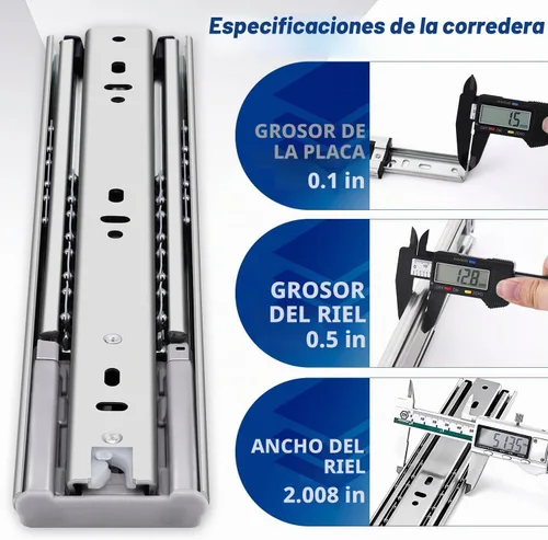 Vista 8 de YENUO Diapositivas de cajón resistentes de cierre suave, montaje lateral de extensión completa de 12, 14, 16, 18, 20, 22, 24, 26, 28, 30, 32