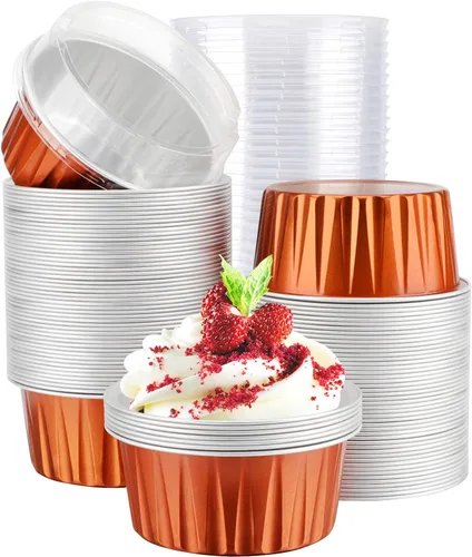 Vista 33 de EUSOAR Forros para cupcakes para hornear, 50 forros para magdalenas de 5 onzas, moldes de papel de aluminio desechables, recipientes de postre