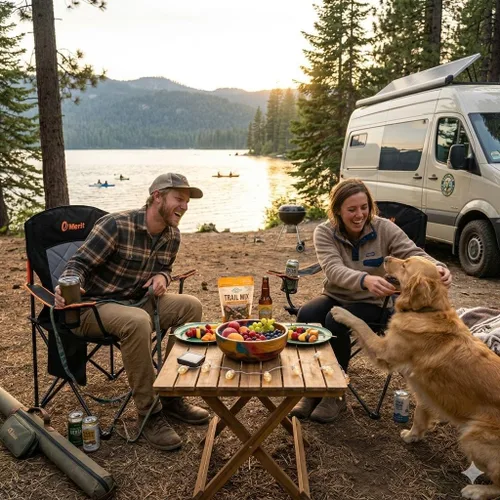 Vista 2 de EMERIT Silla de campamento, 350 libras, silla plegable cuádruple resistente con brazos, sillas plegables para exteriores con respaldo lumbar