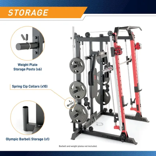 Vista 3 de Marcy Smith Machine Cage System Home Gym - Estante multifunción para gimnasio en casa, estación de entrenamiento personalizable