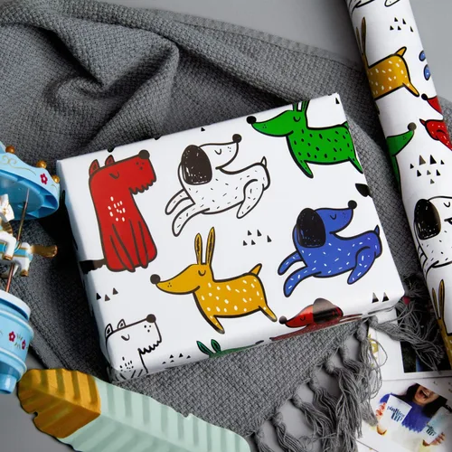Vista 2 de WRAPAHOLIC Hoja de papel de regalo, 12 hojas con bonito diseño de animales para cumpleaños, vacaciones, fiestas, baby shower, 17.5 x 39.3 pulgadas