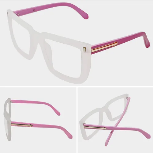Vista 5 de ENCACC Lentes grandes con borde de bocina cuadrada Nerd lentes transparentes clásicos Geek