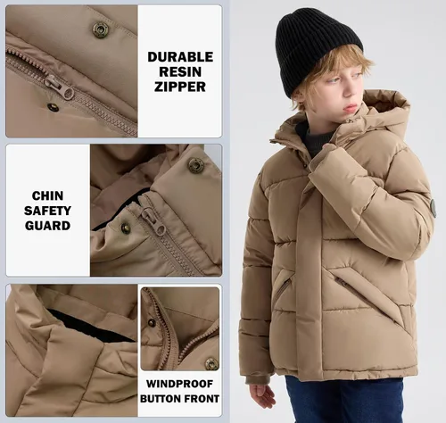 Vista 5 de SOLOCOTE Boys Winter Coats Stay Warm and Dry with Water-Resistant Fleece Jacket