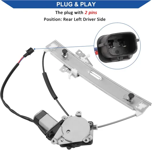 Vista 8 de Obaee 751-712 Regulador de ventanilla eléctrica trasera izquierda del lado del conductor con motor compatible con Ford Escape 2008-2012, Mercury