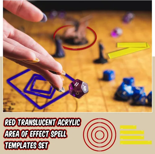 Vista 7 de Sintuff Juego de 15 marcadores de hechizos AOE para daños y efectos de hechizos de acrílico translúcido, incluye 5 cubos, 4 círculos, 2 conos, 4
