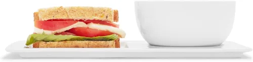 Vista 3 de Sur La Table Juego de platos para servir sopa y sándwich, cuenco y plato de sopa de 21 onzas, blanco, microondas y lavavajillas
