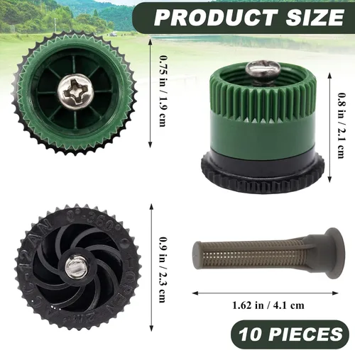 Vista 2 de 10 boquillas de arco variable 12AN, cabezales de aspersor emergentes de repuesto giratorios de 360 grados compatibles con Rainbird Hunter para riego