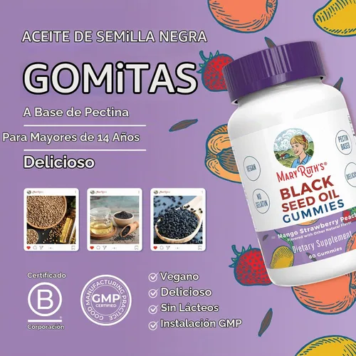 Vista 9 de MaryRuth Organics Gomitas de aceite de semilla negra Suplemento de aceite de semilla de comino negro Tradicionalmente utilizado para el apoyo