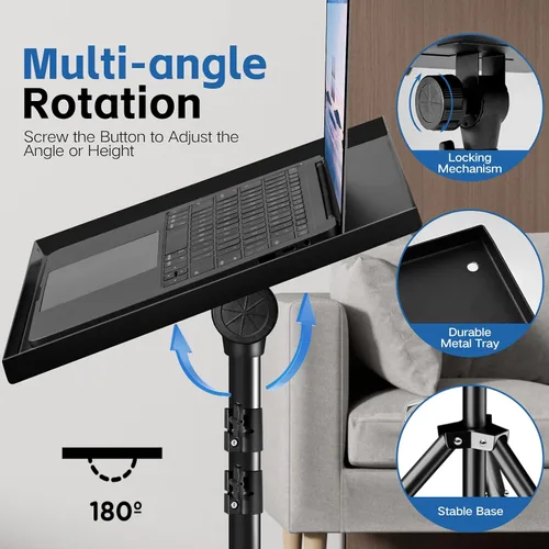 Vista 5 de Soporte para proyector, soporte de carga de 33 libras y altura ajustable de 22 a 55 pulgadas, para proyector, computadora portátil, equipo de DJ