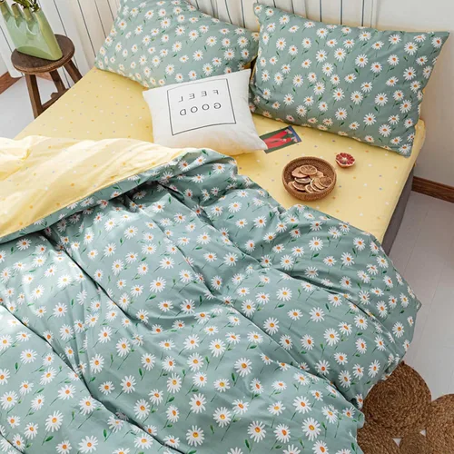 Vista 46 de HighBuy Juego de funda de edredón vintage con volantes y estampado de rayas francesas, 100% algodón con cierre de cremallera, juego de ropa de cama