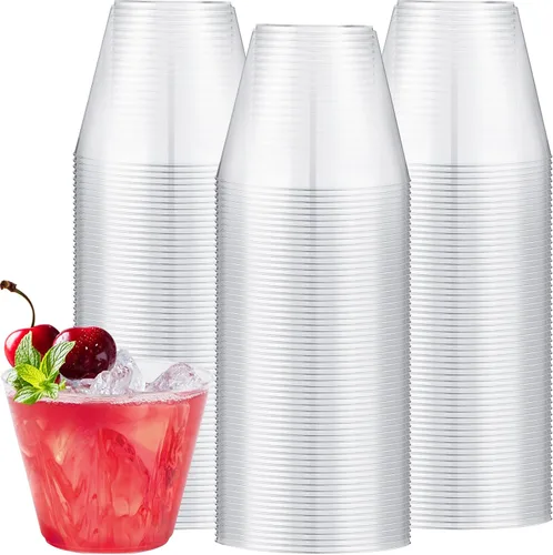 Vista 28 de Gejoy Vasos de plástico con borde de 9 onzas, vasos desechables para beber vino, vasos de graduación transparentes y elegantes para suministros